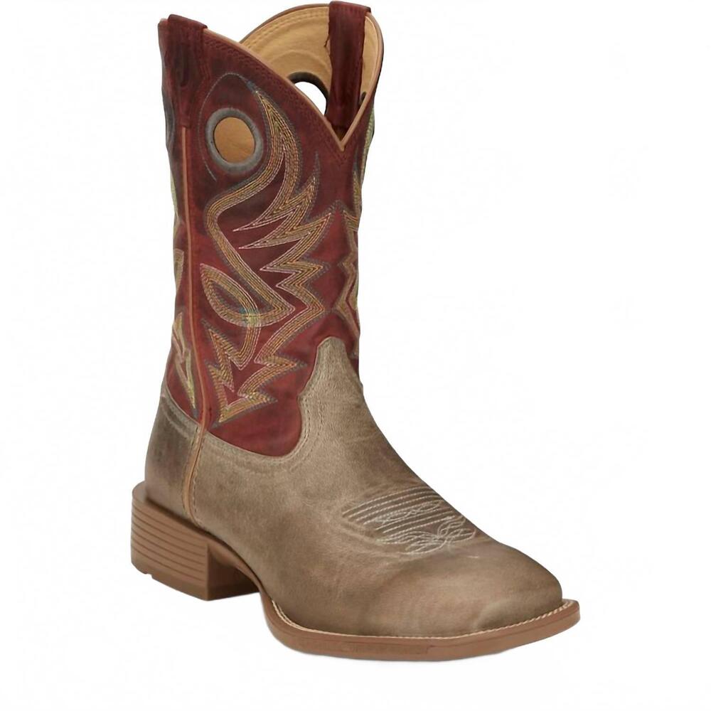 NEW JUSTIN BOOTS men's pickett western boot in brown/grey